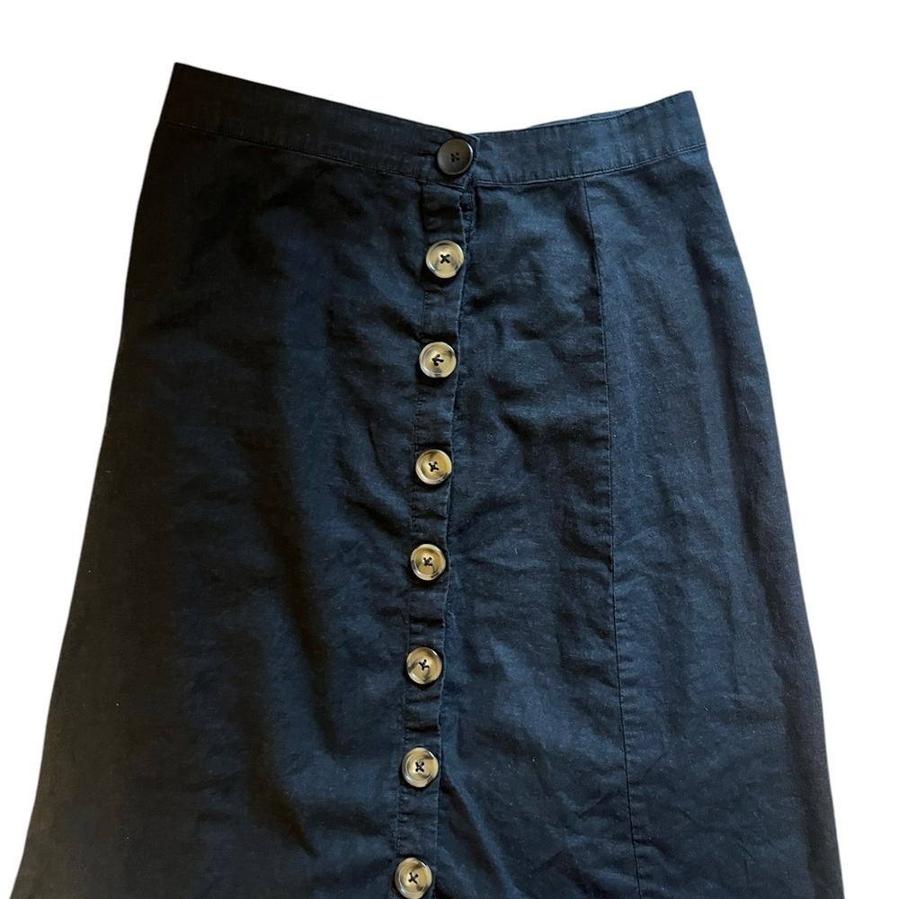 LPA Classic Black Linen Blend A-line Button-Down Skirt - Picture 3 of 7